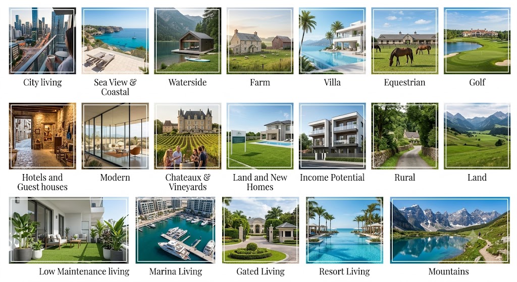 Overview collage of Interapart lifestyle categories